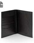 RFID leather passport holder, black, inside view