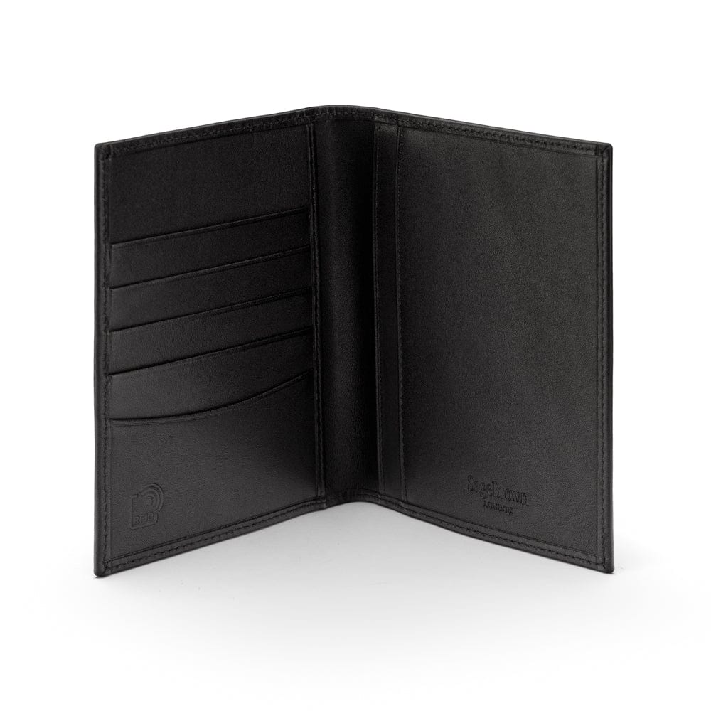 RFID leather passport holder, black, inside