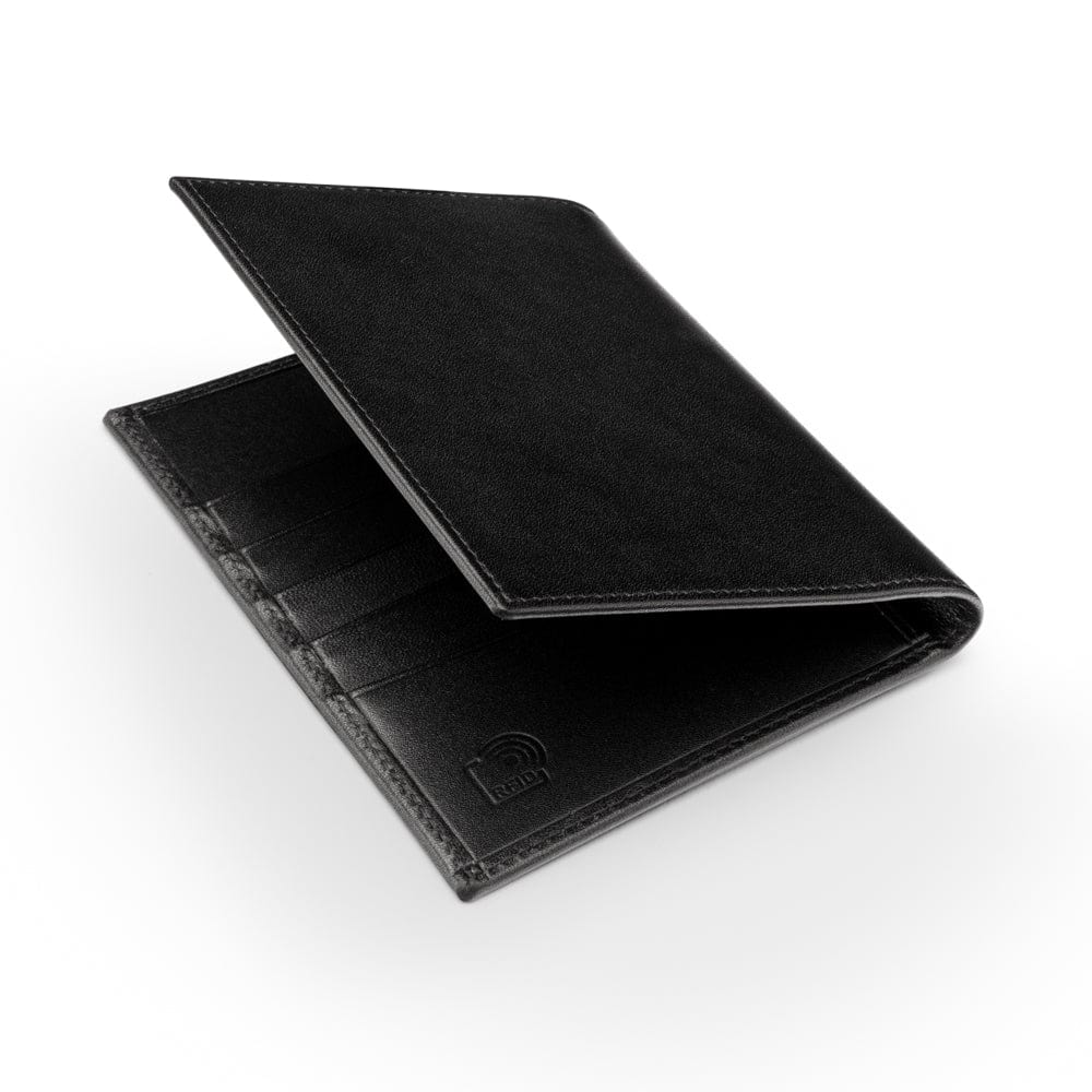 RFID leather passport holder, black, back