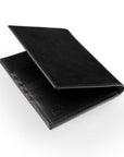 RFID leather passport holder, black, back