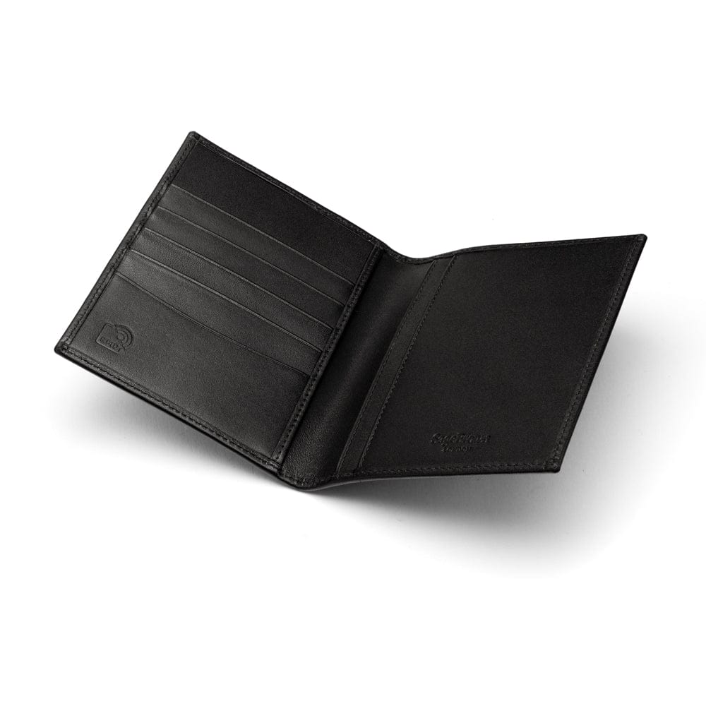 RFID leather passport holder, black, open