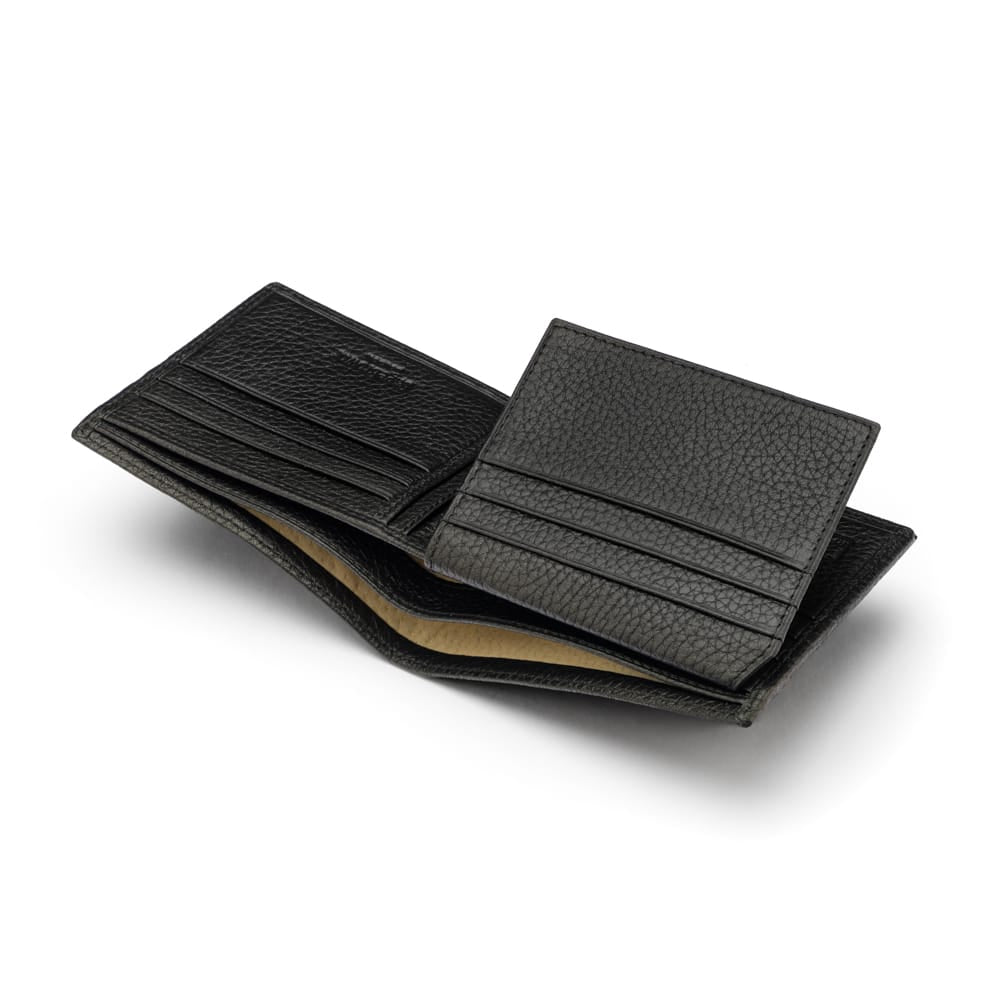 RFID leather wallet with 9 cc, black, inside view