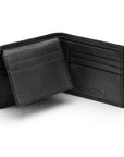RFID leather wallet with 9 cc, black, open