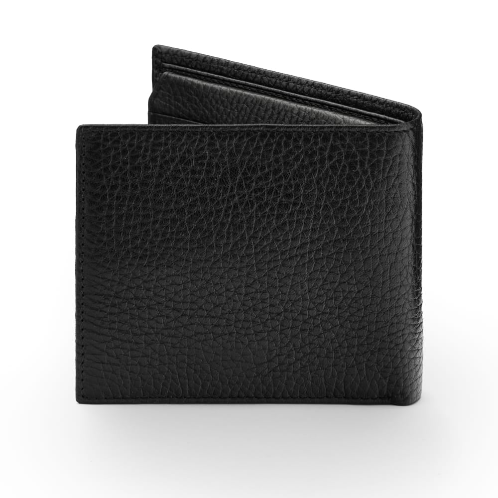 RFID leather wallet with 9 cc, black, back