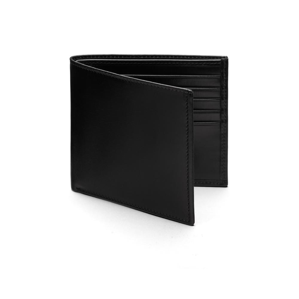 RFID wallet in bridle hide leather, black, front