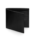 RFID wallet in bridle hide leather, black, front