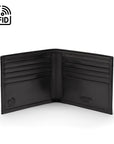 RFID wallet in bridle hide leather, black, open view