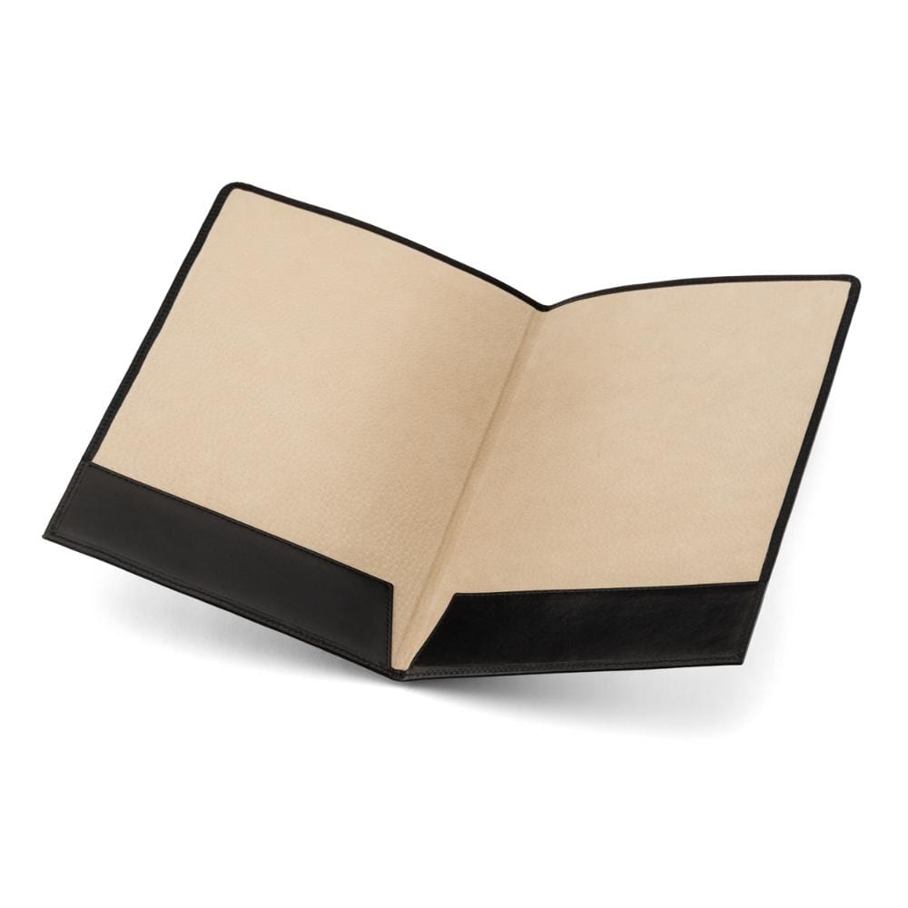 Simple leather document folder, black, inside