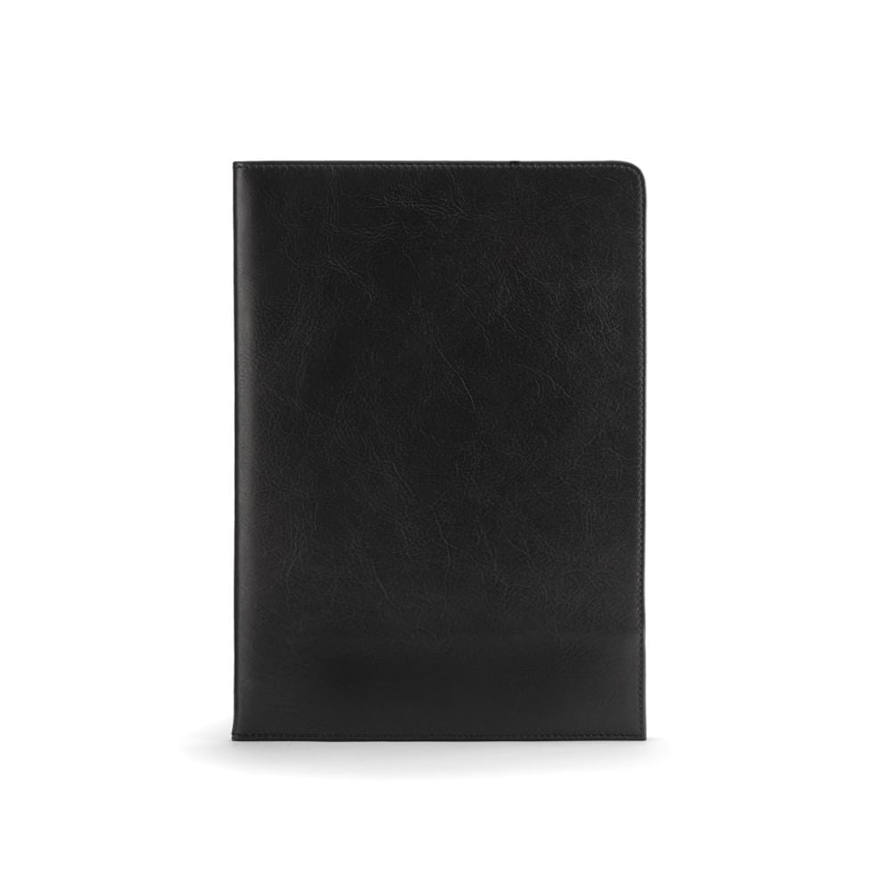 Simple leather document folder, black, front