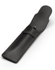 Single leather pen case, black, open