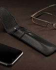 Single leather pen case, black, lifestyle