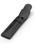 Single leather pen case, black pebble grain, open