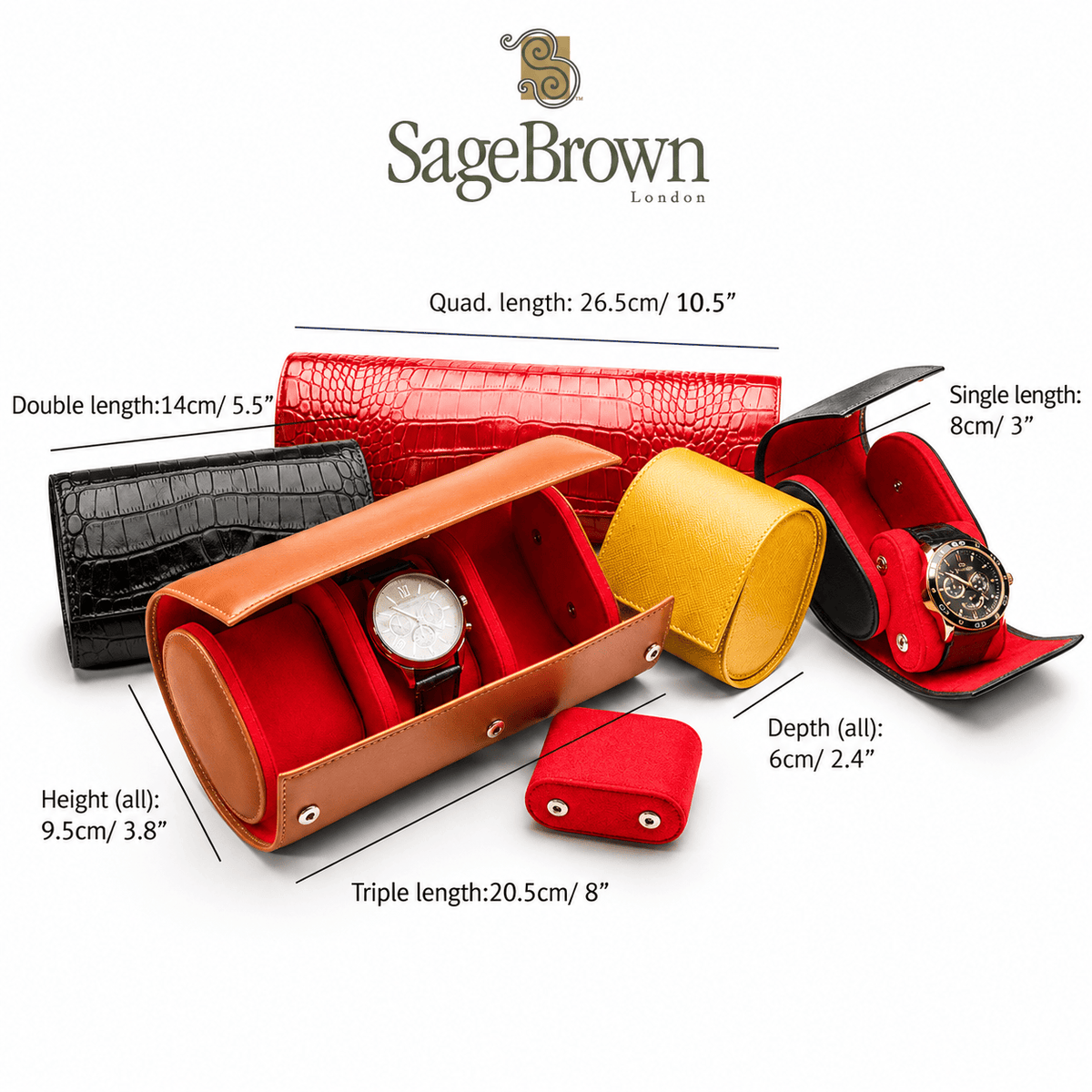 Leather watch rolls, dimensions