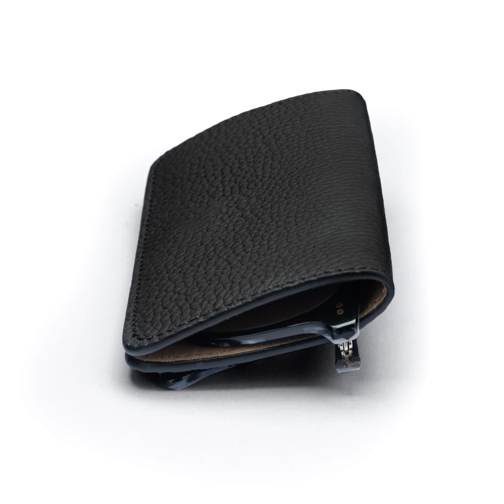 Slim Leather Glasses Lens Cover with Magnetic Closure, Black, side view