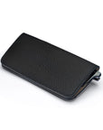 Slim Leather Glasses Lens Cover with Magnetic Closure, Black, front