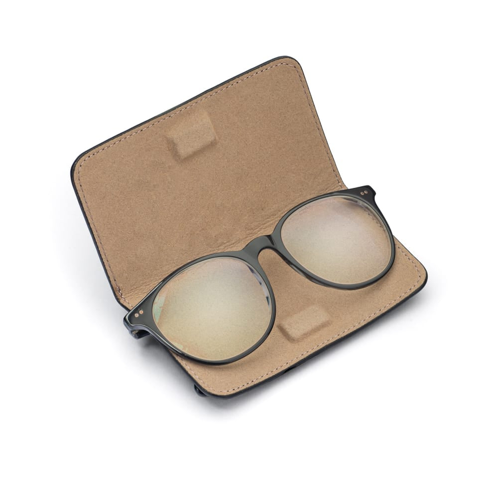 Slim Leather Glasses Lens Cover with Magnetic Closure, Black, inside