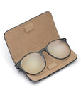 Slim Leather Glasses Lens Cover with Magnetic Closure, Black, inside