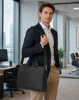 Slim Leather Laptop Bag for 13-inch Laptops, Black, lifestyle