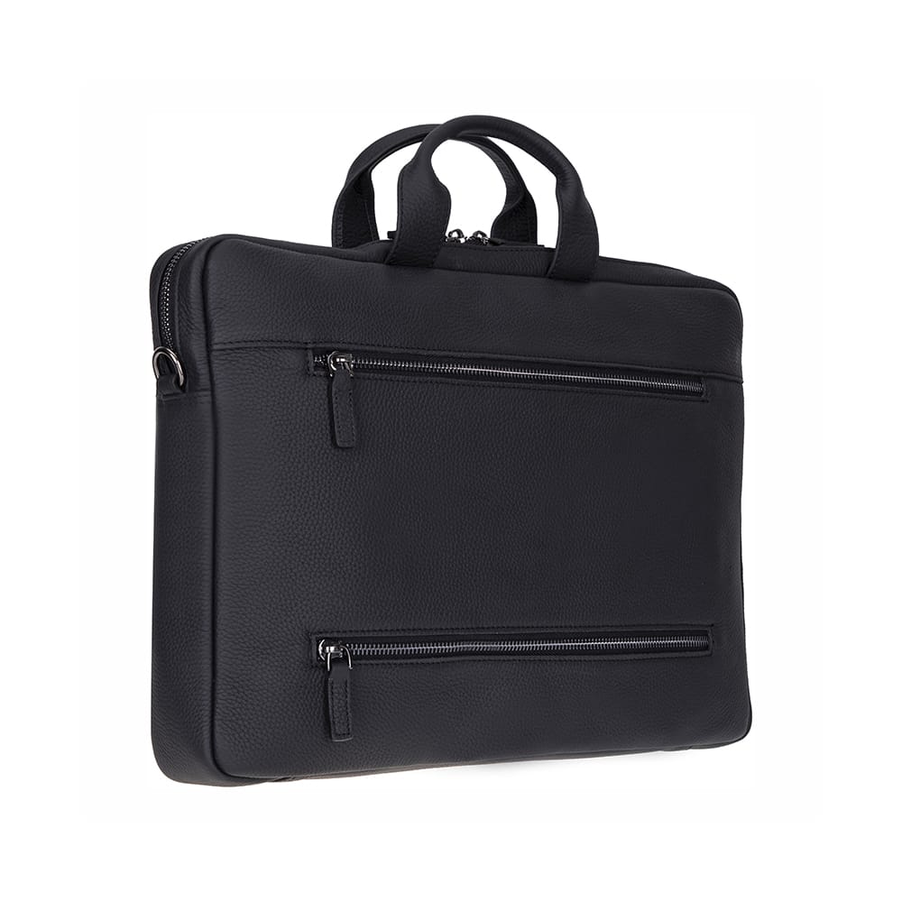 Slim Leather Laptop Bag for 13-inch Laptops, Black, side