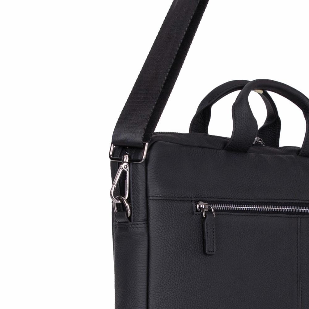Slim Leather Laptop Bag for 13-inch Laptops, Black, strap