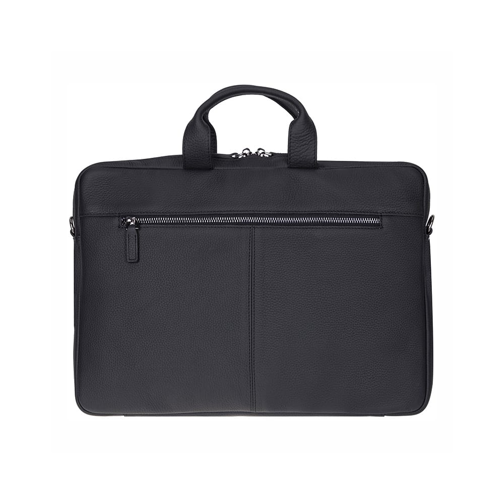 Slim Leather Laptop Bag for 15-inch Laptops, black, front