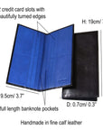 Slim leather tall top pocket wallet with 12 CC, features and dimensions