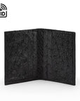 Slim Real Ostrich Leather Bifold Card Wallet with RFID, Black, inside