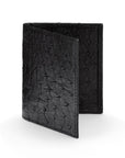 Slim Real Ostrich Leather Bifold Card Wallet with RFID, Black, front