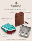 Slimline card and coin purse, features and dimensions