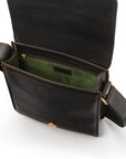 Small leather messenger bag, black, inside