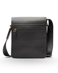 Small leather messenger bag, black, back