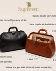 Small luxury leather Gladstone bag, features and dimensions
