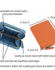 Small zip around purse, features and dimensions