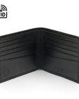 Soft leather wallet with RFID blocking, black, open