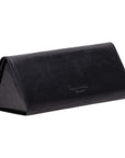 Triangular leather glasses case, black, back