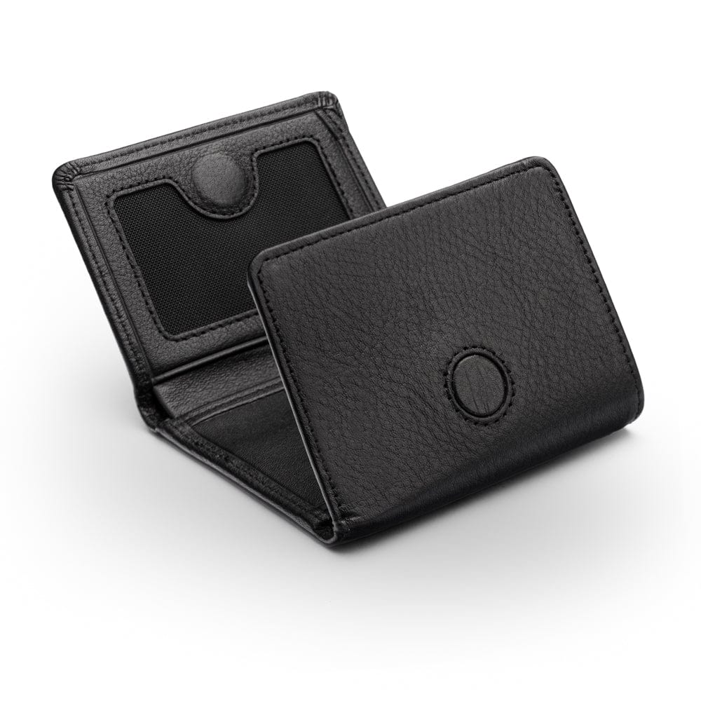 Trifold leather wallet with ID, black