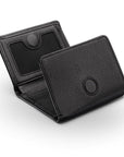 Trifold leather wallet with ID, black