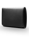 Trifold leather wallet with ID, black, front