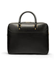 Leather 17" laptop briefcase, black, front