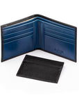 Leather 2 in 1 Wallet - Black With Cobalt