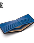 Men's RFID wallet with 10 CC, black with cobalt, inside