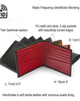 Soft lamb leather RFID wallet, features and dimensions