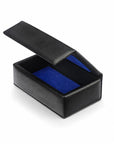 Miniature Leather Accessory Box , black with cobalt, open