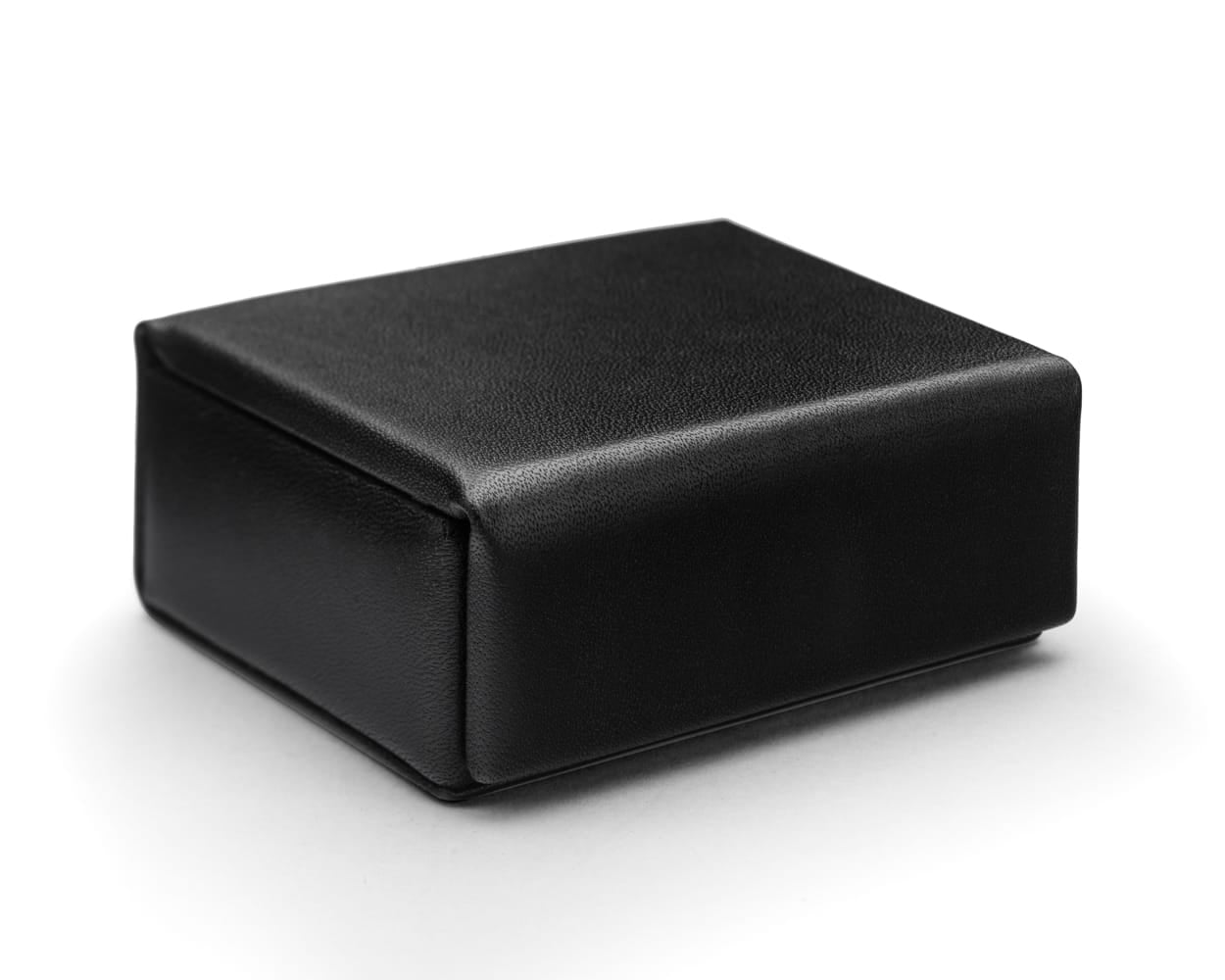 Miniature Leather Accessory Box , black with cobalt, front