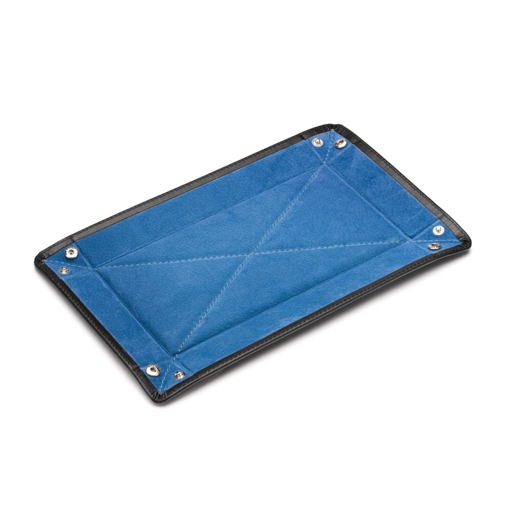 Rectangular valet tray, black with cobalt, flat