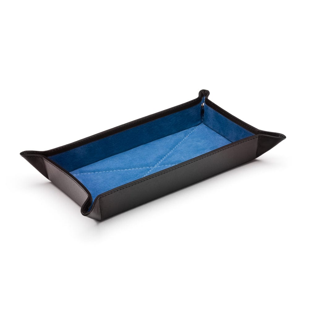 Rectangular valet tray, black with cobalt