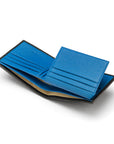 RFID leather wallet with 9 cc, black with cobalt, inside view