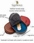 Traditional leather horseshoe coin purse, features and dimensions