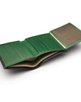 Leather wallet with 9 CC and ID, black with green, inside