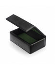 Miniature Leather Accessory Box, Black With Green, open